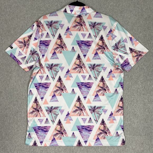 Bad Birdie Shirt Mens L Cali Golf Polo Geometric Palm Trees All Over Print - Picture 5 of 7